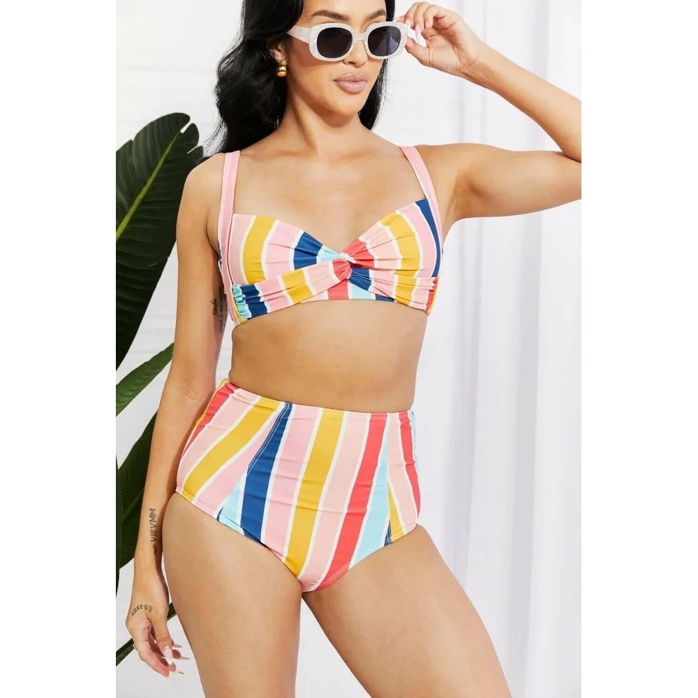 Marina West High Rise Twist Bikini Sz M Welcome To The Big Top Beachy Preppy